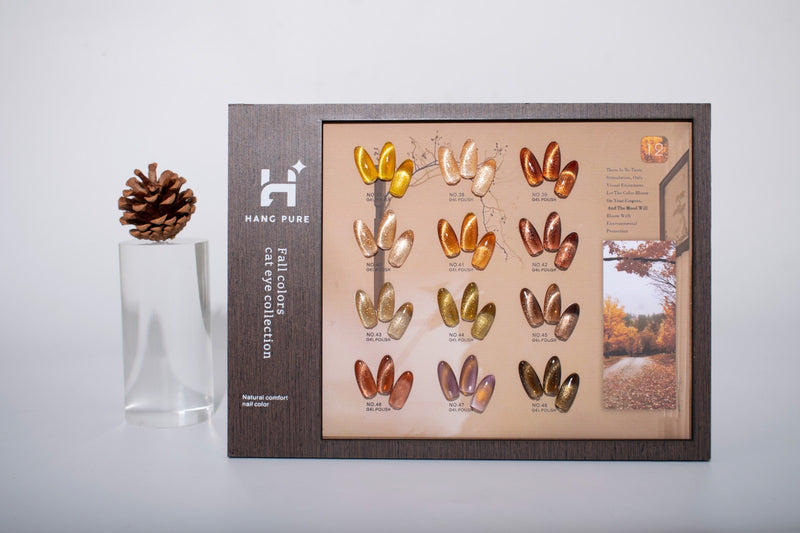 Cat Eye Fall Collection - 12 Colors Gel Polish Set with Display | Magnetic Effect + Base & Top