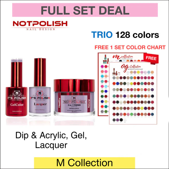 NotPolish Matching Trio - M Collection - Full set 128 colors w/ 1 set Color Chart