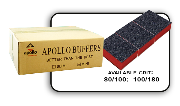 Mini Buffer 2 Way - Orange/Black - 100/180 Grit (Case/1,500 pcs)