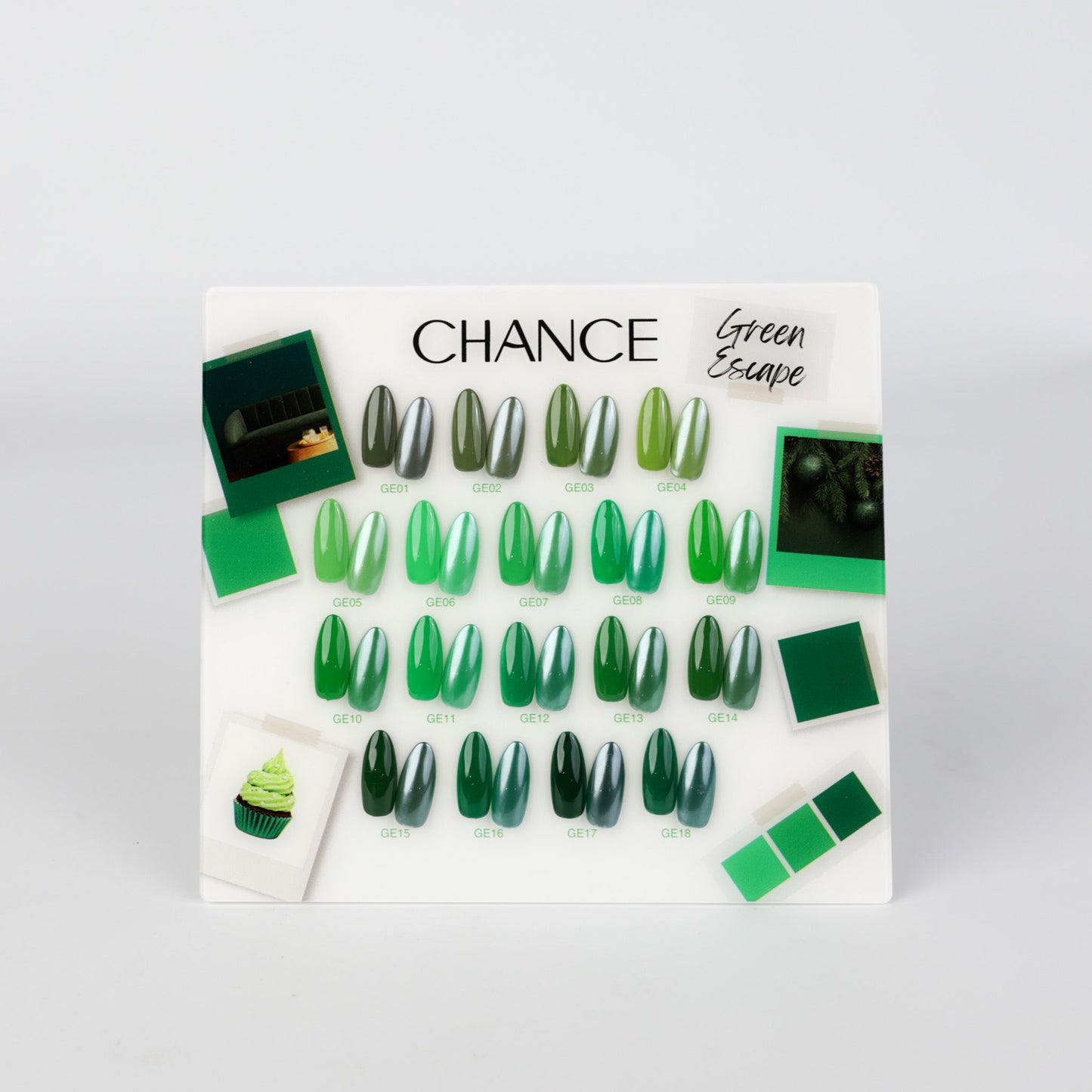 Chance Counter Display Color Chart - Green Escape Collection 18 colors