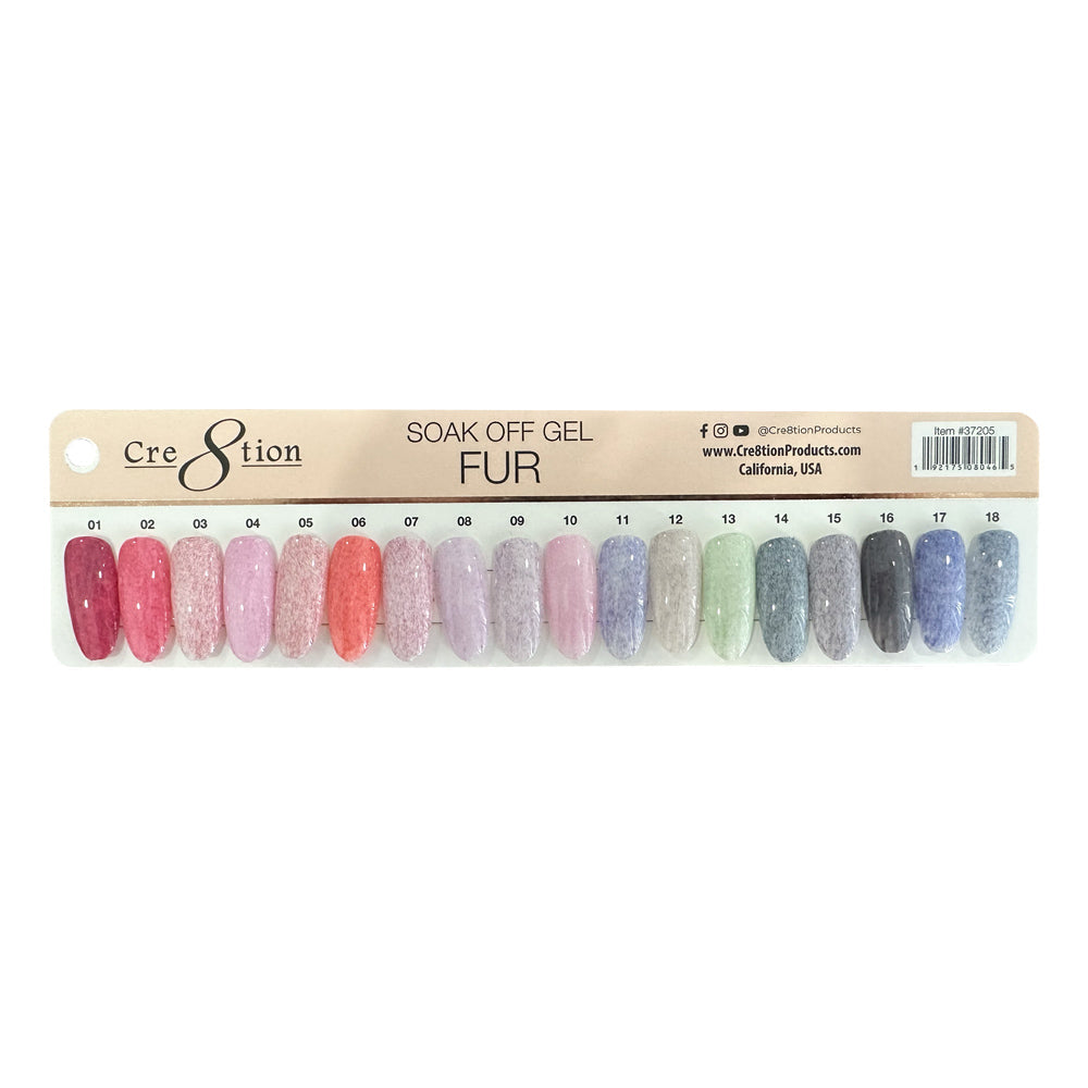 Creation - Fur Soak Off Gel Full Set 24 Colors Collection - FREE 1 Set Color Chart - 6 Diamond Top 0.5oz