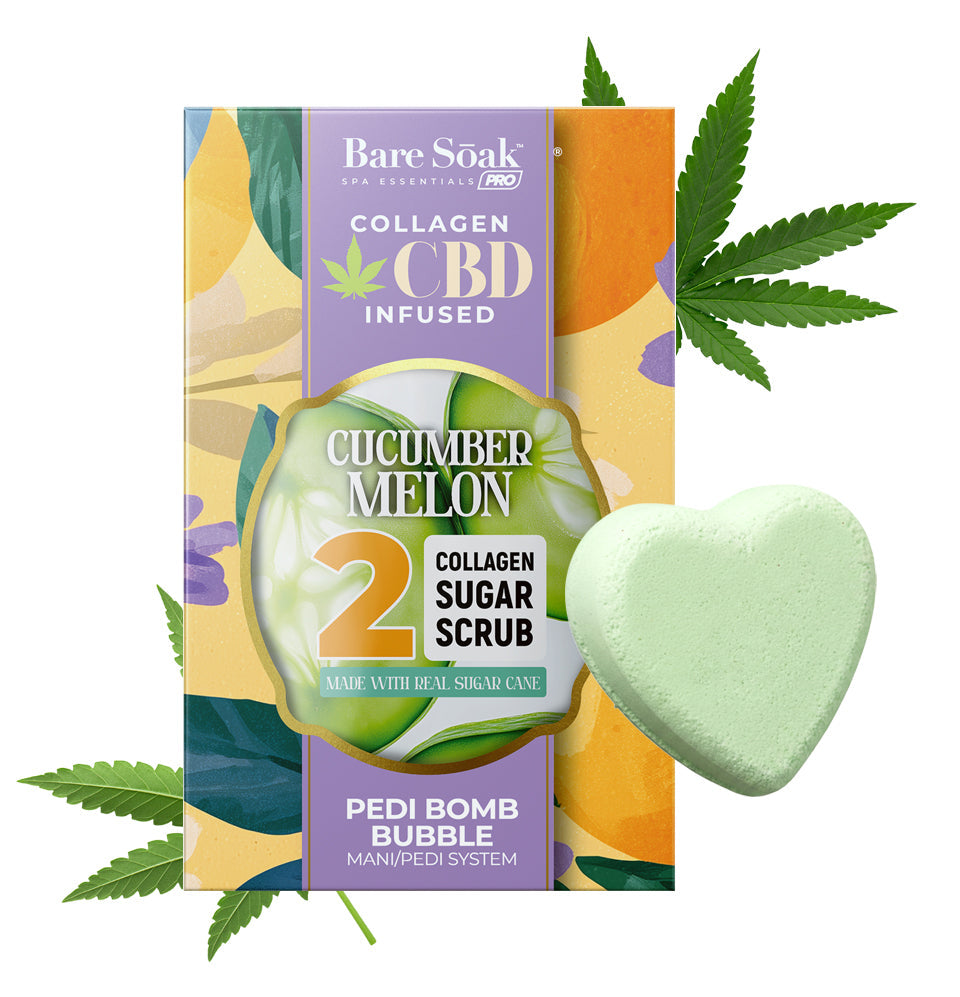 Bare Soak Collagen CBD Infused Pedi Bomb • 4 Steps Kit - Cucumber Melon