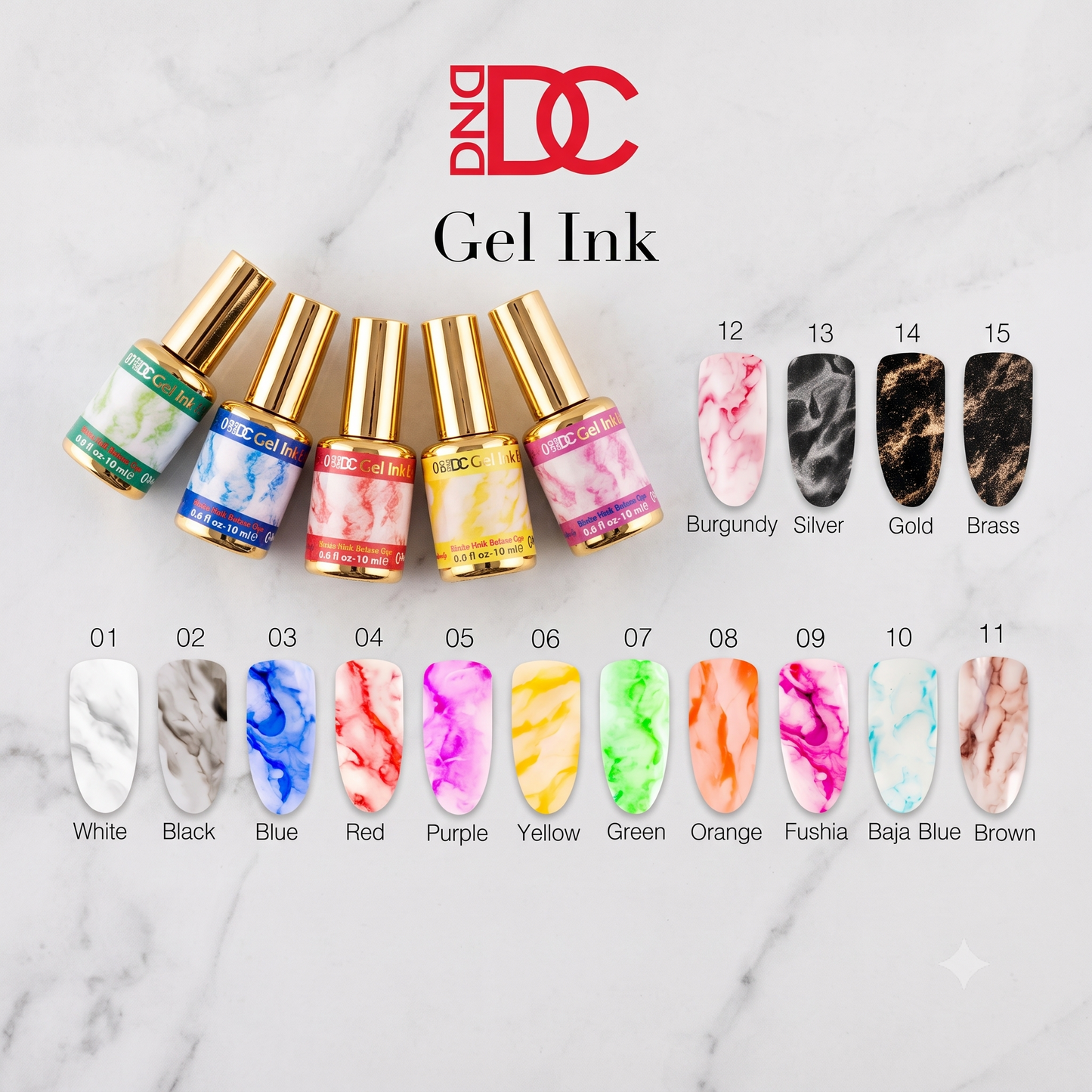DND DC GEL INK COLLECTION - Set 15 Colors ( #01 - #15 )