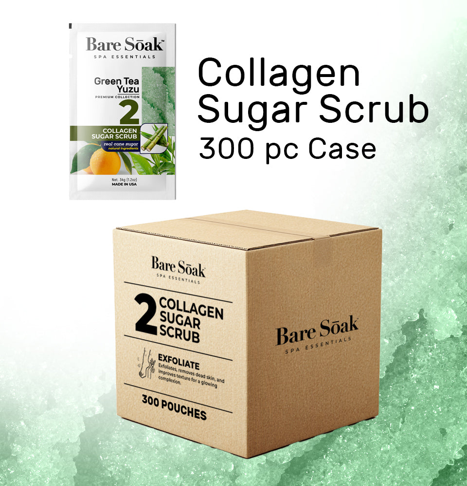 Bare Soak Bundle Case 240pc - Collagen Sugar Scrub - Green Tea Yuzu