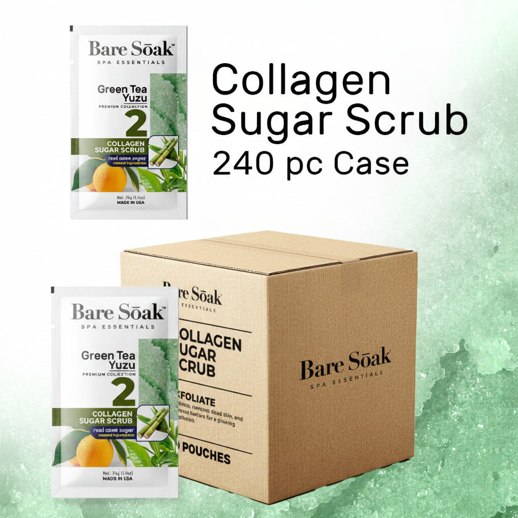 Bare Soak Bundle Case 240pc - Collagen Sugar Scrub - Green Tea Yuzu
