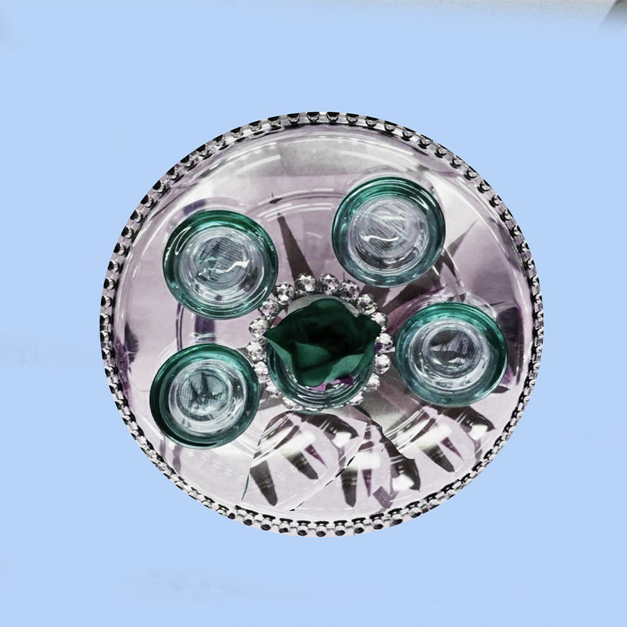 Mademoiselle Clear Plate + 4 cup holder - Green