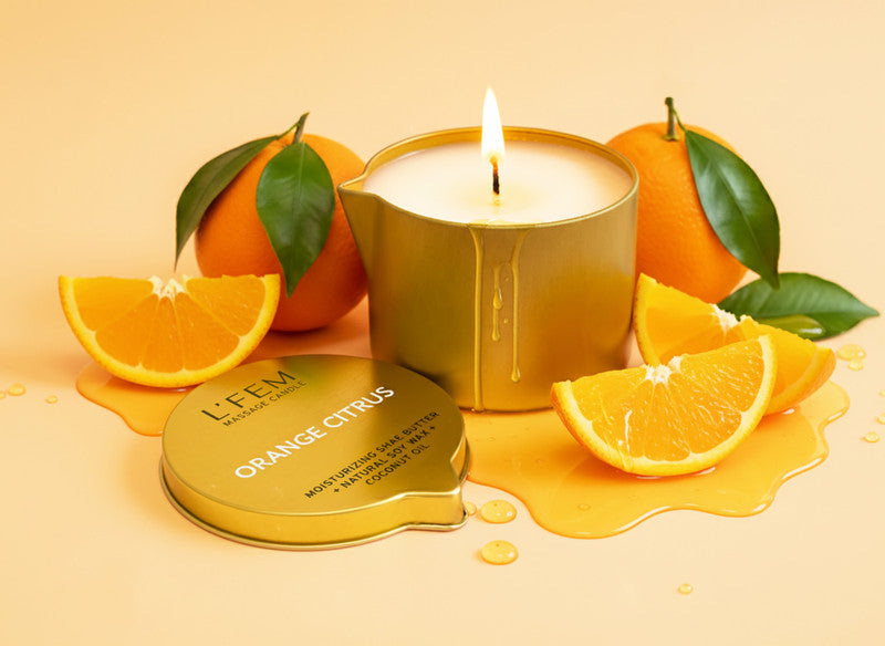 L'Fem Massage Candle 8oz - #02 Orange Citrus 5 pcs