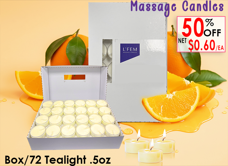 L'Fem Massage Candle Tealight .5oz. Box/72pcs - #02 Orange Citrus