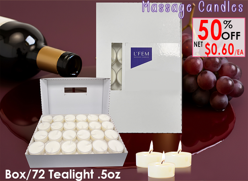 L'Fem Massage Candle Tealight .5oz. Box/72pcs - #08 Merlot Wine