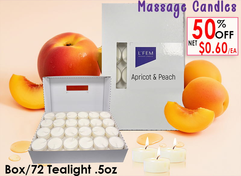 L'Fem Massage Candle Tealight .5oz. Box/72pcs - #09 Apricot & Peach
