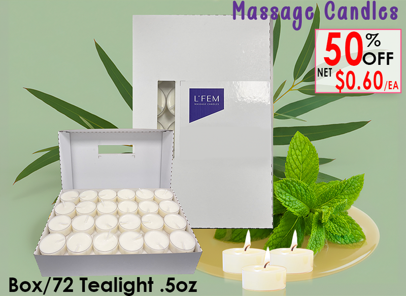 L'Fem Massage Candle Tealight .5oz. Box/72pcs - #16 Eucalyptus Spearmint