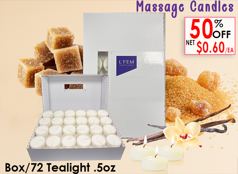 L'Fem Massage Candle Tealight .5oz. Box/72pcs - #18 Warm Vanilla Sugar