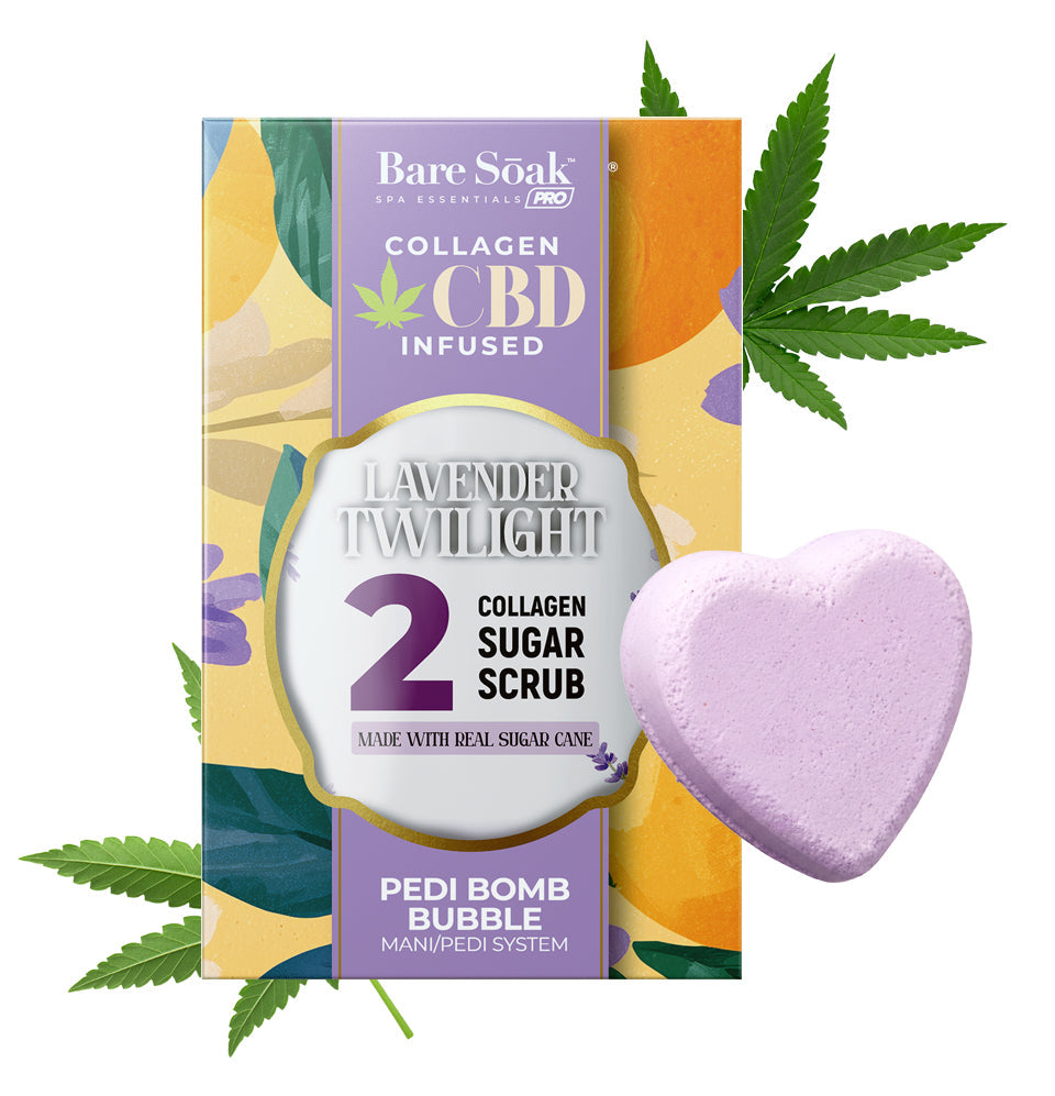 Bare Soak Collagen CBD Infused Pedi Bomb • 4 Steps Kit - Lavender Twilight