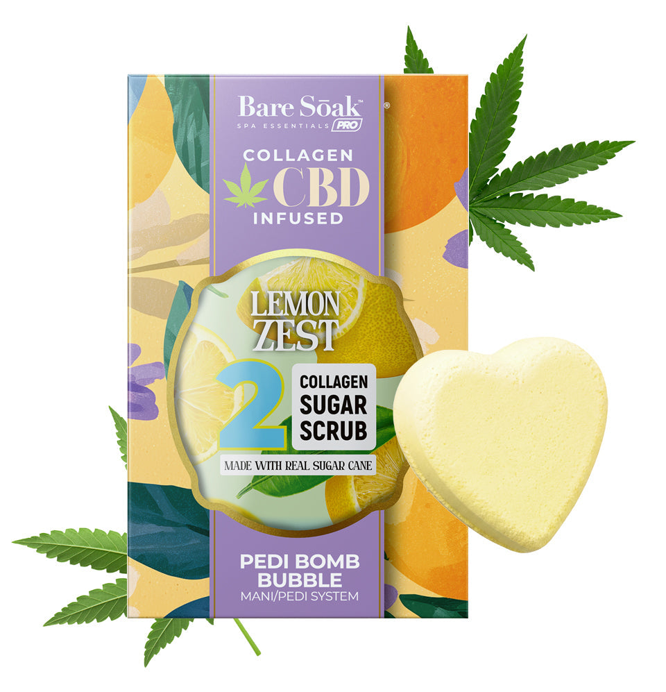 Bare Soak Collagen CBD Infused Pedi Bomb • 4 Steps Kit - Lemon Zest