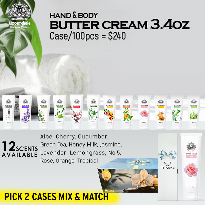 Mademoiselle Butter Cream 3.4oz Case/100pcs x $2.40 Mix & Match.