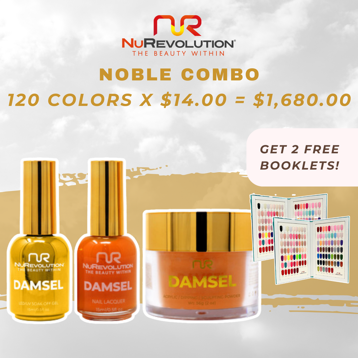NUREVOLUTION Noble Collection: 120 colors Combo Trio - free 2 color books