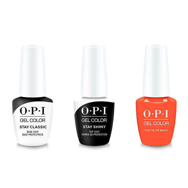 OPI - GelColor Combo - Stay Classic Base, Shiny Top & Flex On The Beach