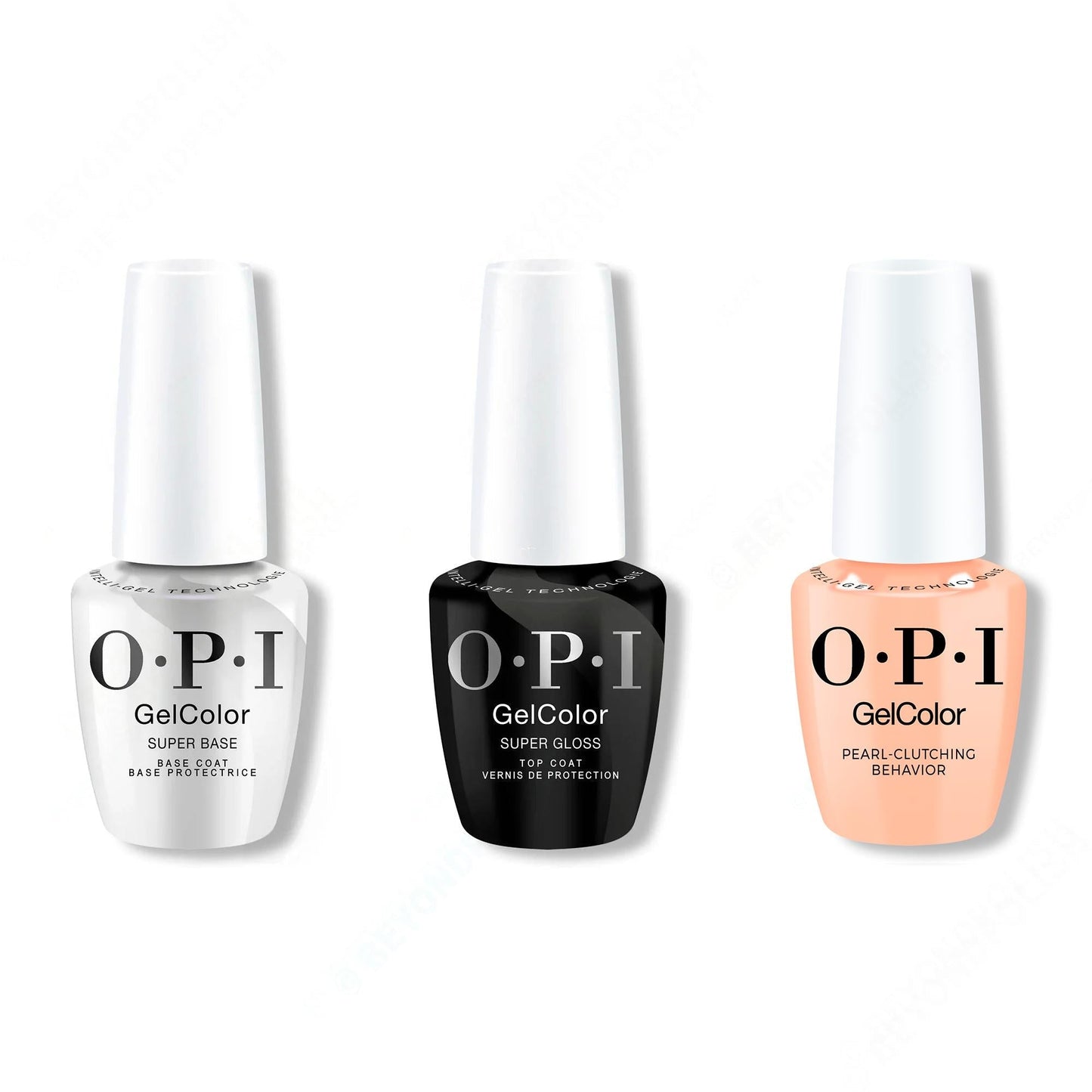 OPI GelColor Intelli-Gel Combo - Super Base Coat, Super Gloss Top Coat & Pear-Clutching Behavior