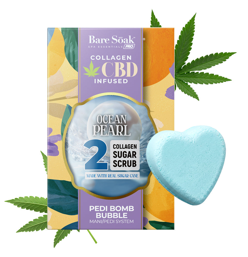 Bare Soak Collagen CBD Infused Pedi Bomb • 4 Steps Kit - Ocean Pearl