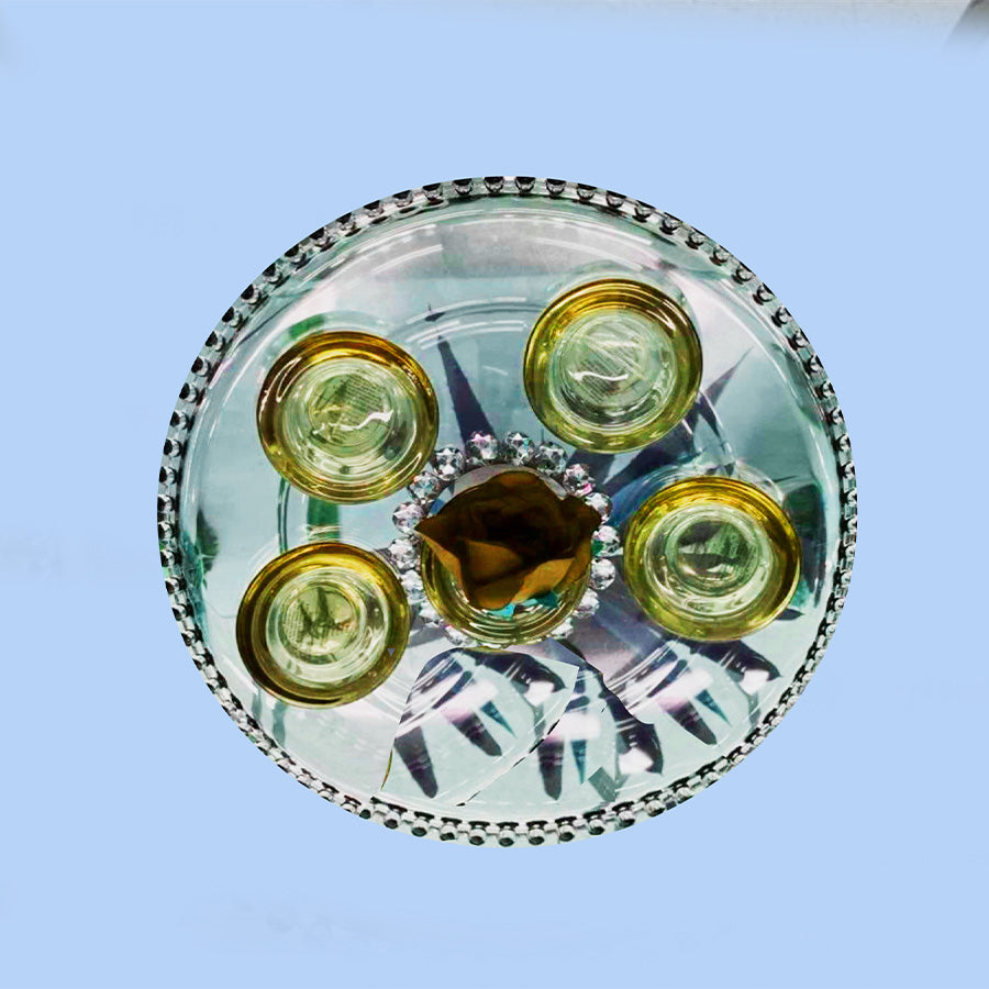 Mademoiselle Clear Plate + 4 cup holder - Orange