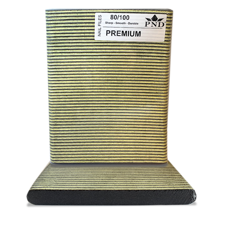 PND Premium Nail Files Pack/50pcs - Black-Gold, 80/100 Grit