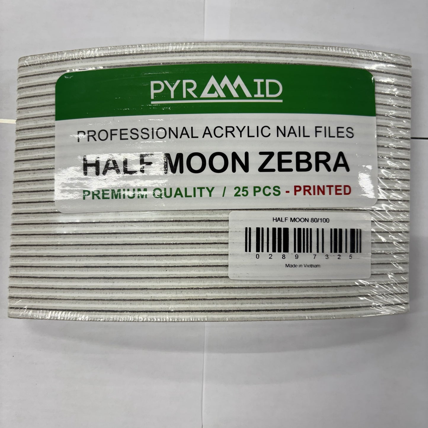 Pyramid Half Moon Zebra Nail File 25pcs