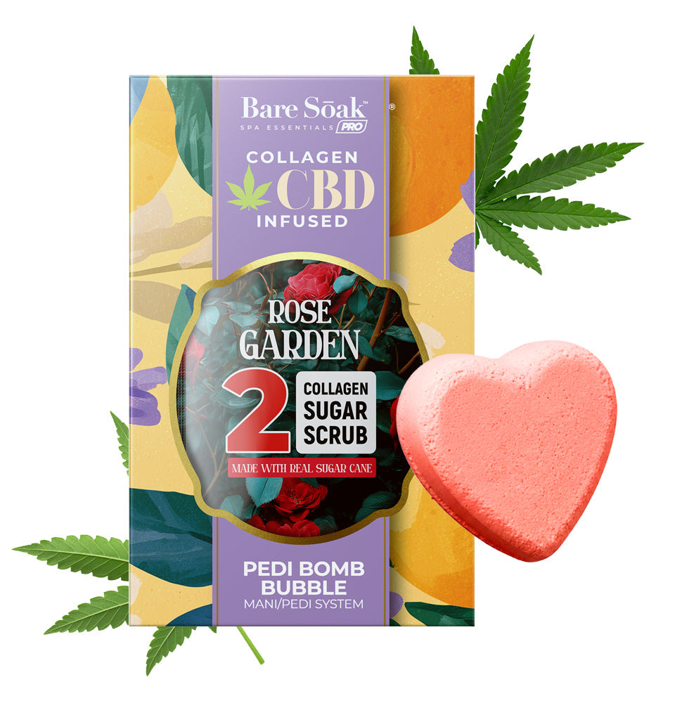 Bare Soak Collagen CBD Infused Pedi Bomb • 4 Steps Kit - Rose Garden