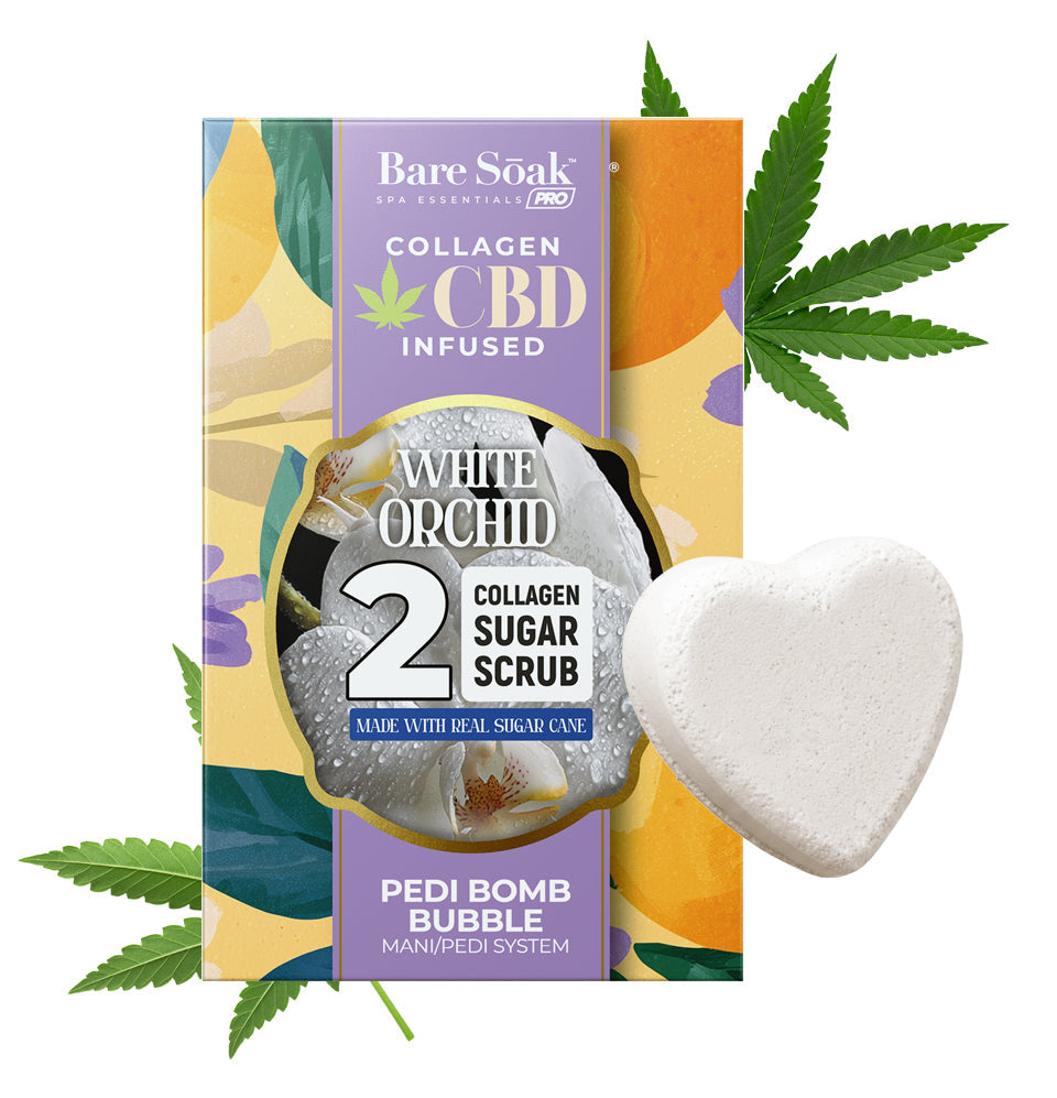 Bare Soak Collagen CBD Infused Pedi Bomb • 4 Steps Kit - White Orchid