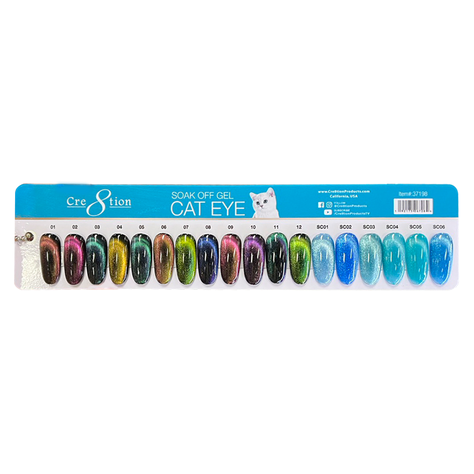 Cre8tion Mystical Gel 0.5oz - Full Set 12 colors w/ 1 Magnet, 3 Top Diamond 0.5oz & 1 Color Chart