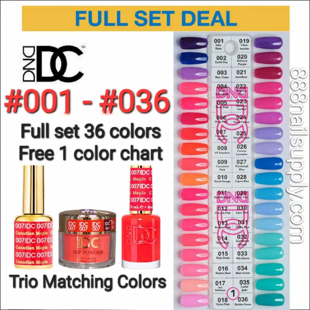 Full set 36 colors Tip 1 (#001 – #036) Free 1 Color Chart DND DC