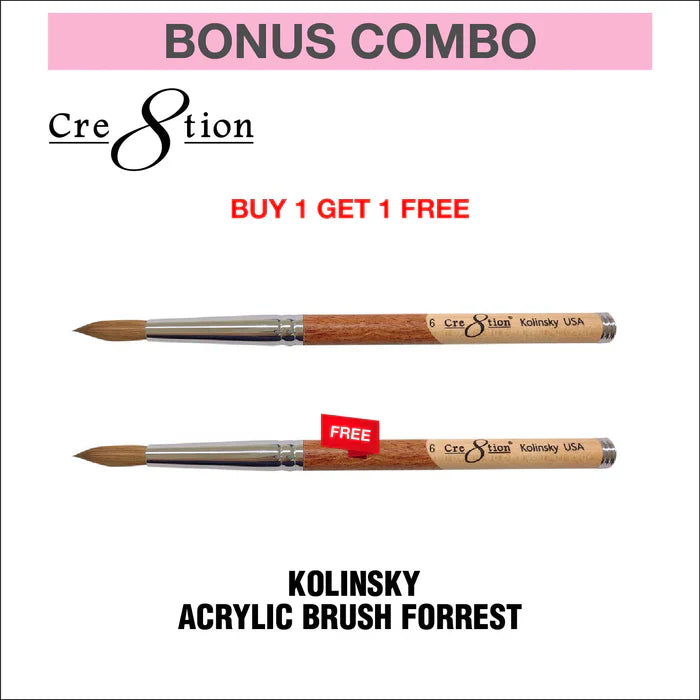(BOGO) Cre8tion Kolinsky Acrylic Brush Forrest - Add 1, Get 1 Free