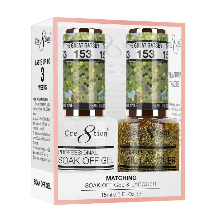 Cre8tion Soak Off Gel Matching Pair 0.5oz 153 THE GREAT GATSBY