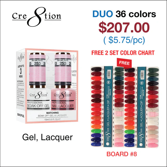 Cre8tion Matching Color - 36 colors Board 8 #253-#288 w/ 2 Color Chart Duo
