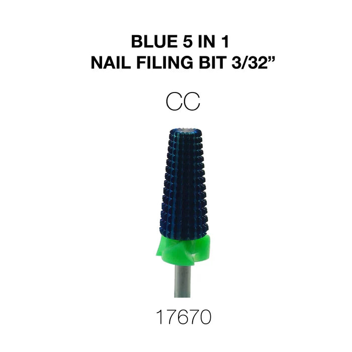 Cre8tion Blue 5 in 1 Nail Filing Bit 3/32" CC