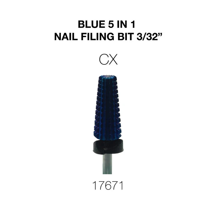 Cre8tion Blue 5 in 1 Nail Filing Bit 3/32" CX