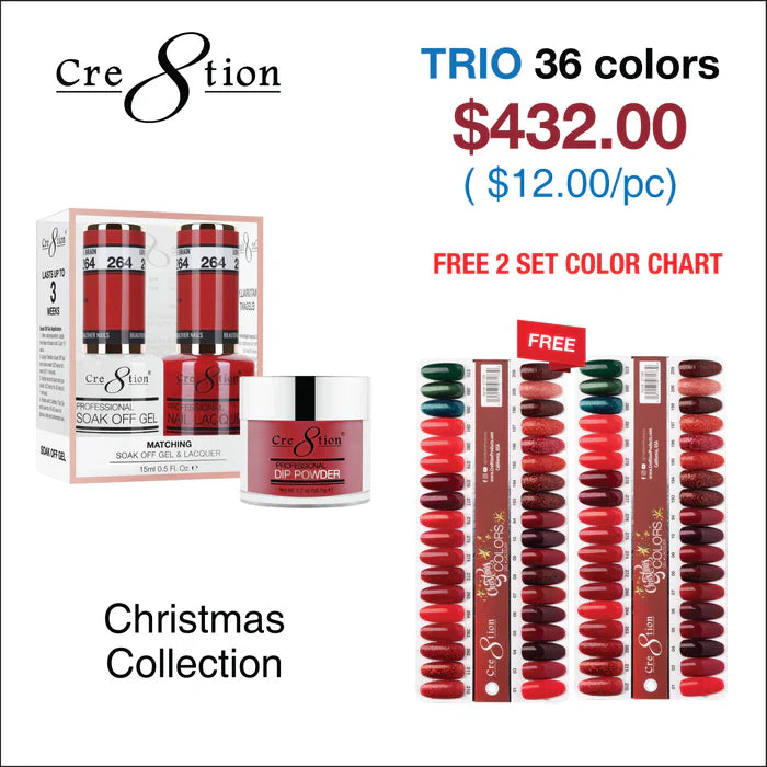 Cre8tion Matching Color - Christmas Collection - 36 colors w/ 2 Color Chart Trio (Free 3 Charts)