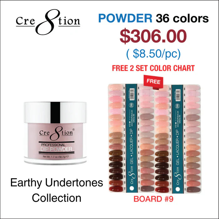 Cre8tion Matching Color - Earthy Undertones Collection - 36 Colors w/ 2 Color Chart Powder