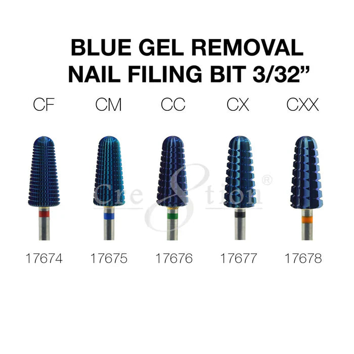 Cre8tion Blue Gel Removal Nail Filing Bit 3/32" Set