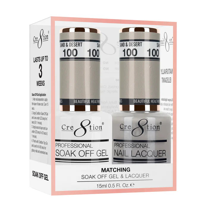 Cre8tion Soak Off Gel Matching Pair 0.5oz 100 SAND & DESERT