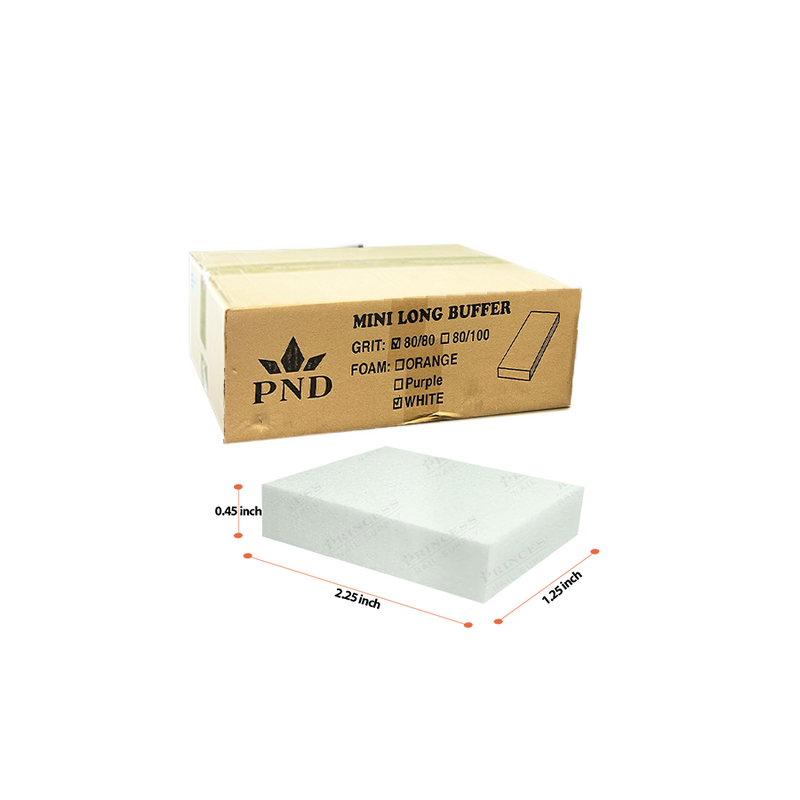PND mini long buffer - White/White - Grit Options (Case/1,000 pcs)