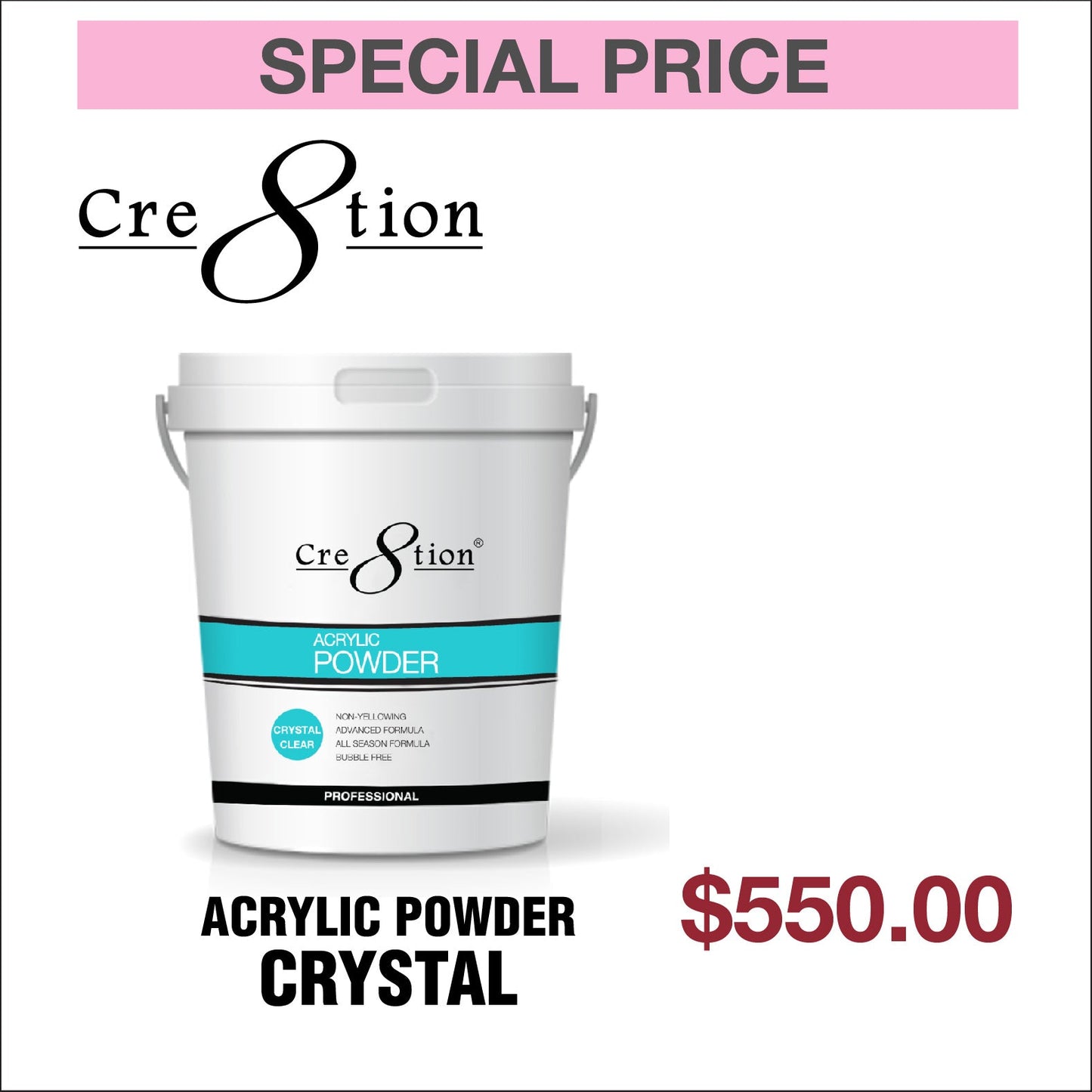 Creation Acrylic Powder Crystal Clear 25lbs