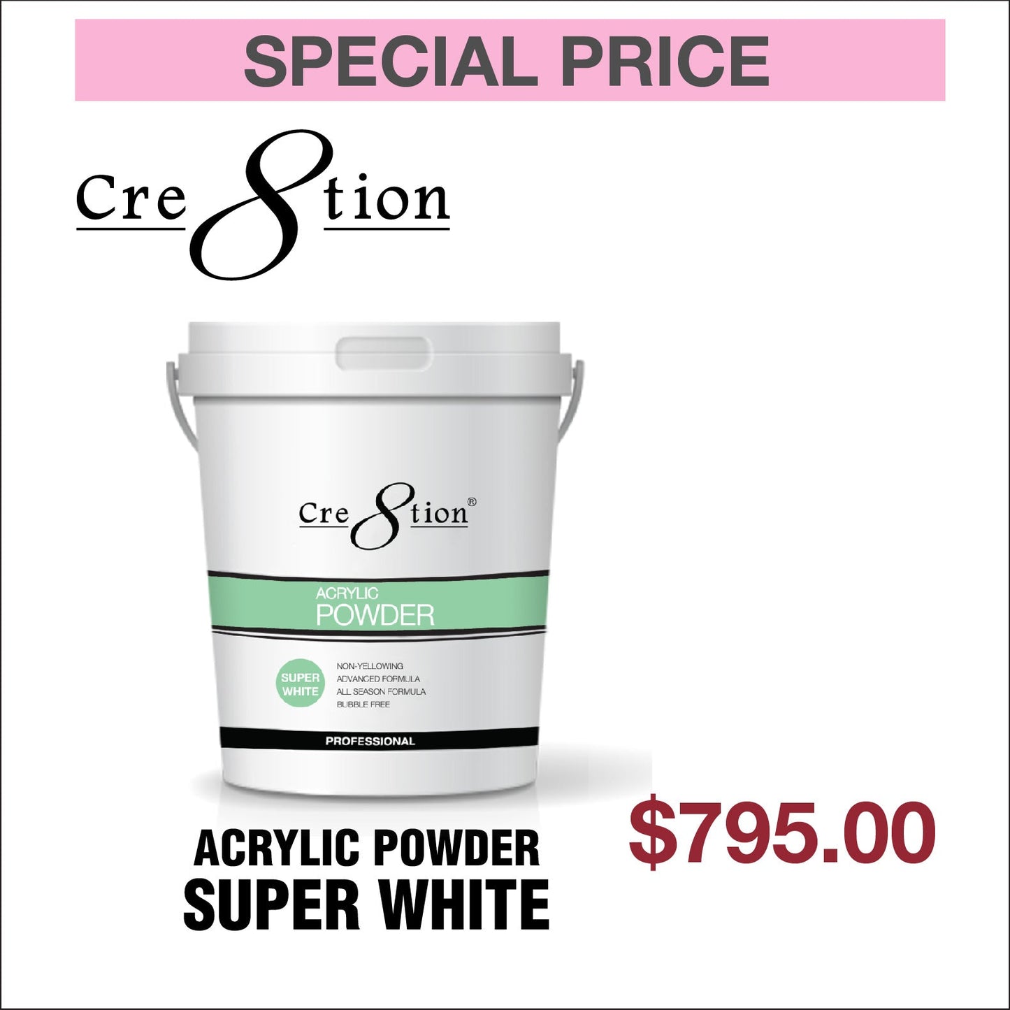 Creation Acrylic Powder Super White 25lbs