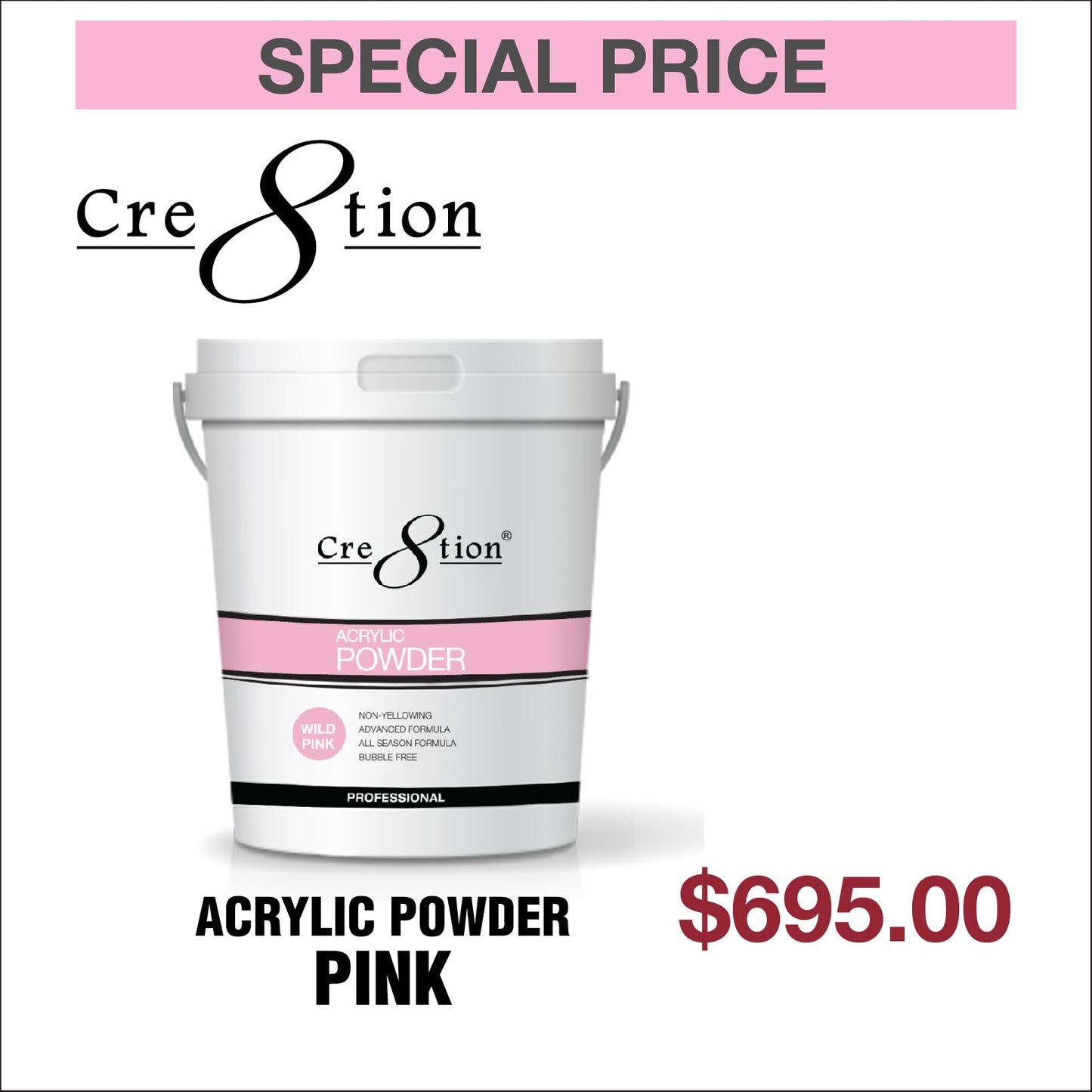Creation Acrylic Powder Pink 25lbs