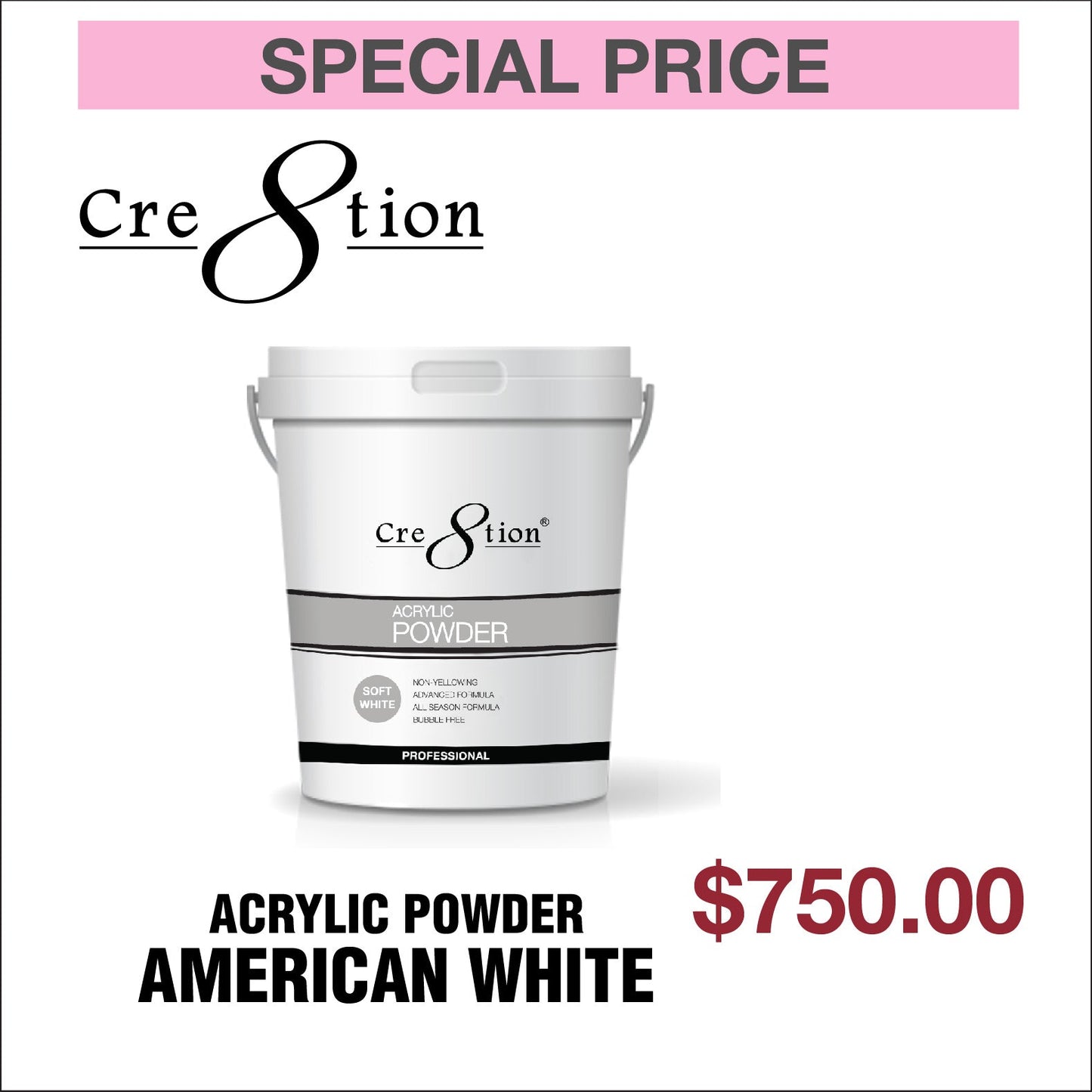 Creation Acrylic Powder American White 25lbs