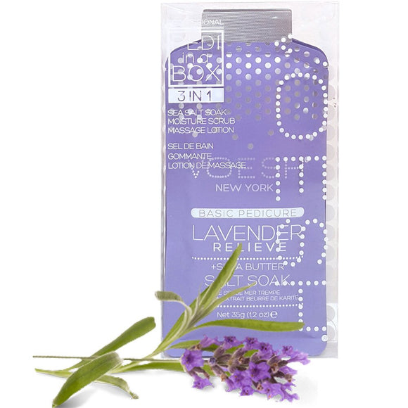 Voesh Basic Pedicure in a Box - 3-Step Hygienic Spa Pedicure Kit - Lavender/ Case of 100 Packs Treatment Sets by Voesh of New York