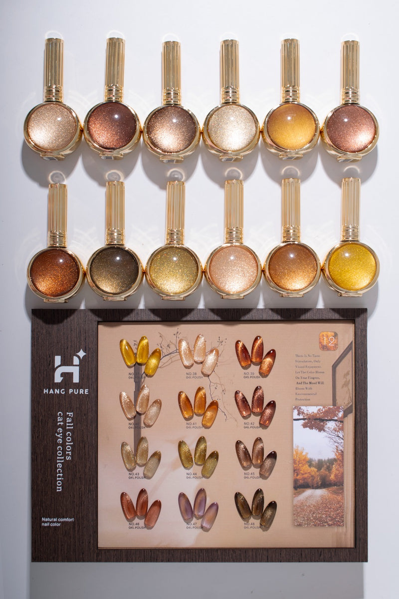 Cat Eye Fall Collection - 12 Colors Gel Polish Set with Display | Magnetic Effect + Base & Top