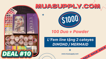 Set of L'Fem 100 colors trio (Gel+Lacquer+powder) Free 2 colors charts - Free 2 Set Cateye MERMIAD and DIAMOND($370)