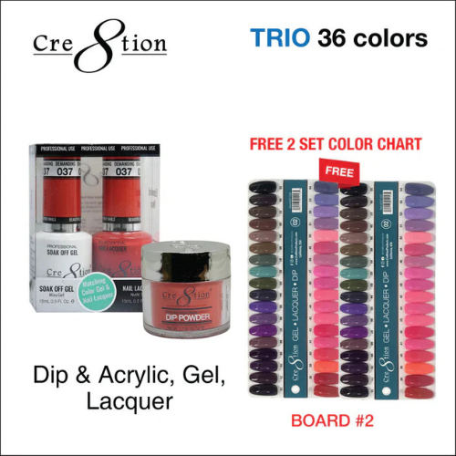 Creation Matching Color - 36 colors Board 2 #37-#72 w/ 2 Color Chart Trio