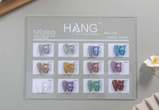 12-Color Disco Glitter Laser Effect Chrome Powder Set + Free Display