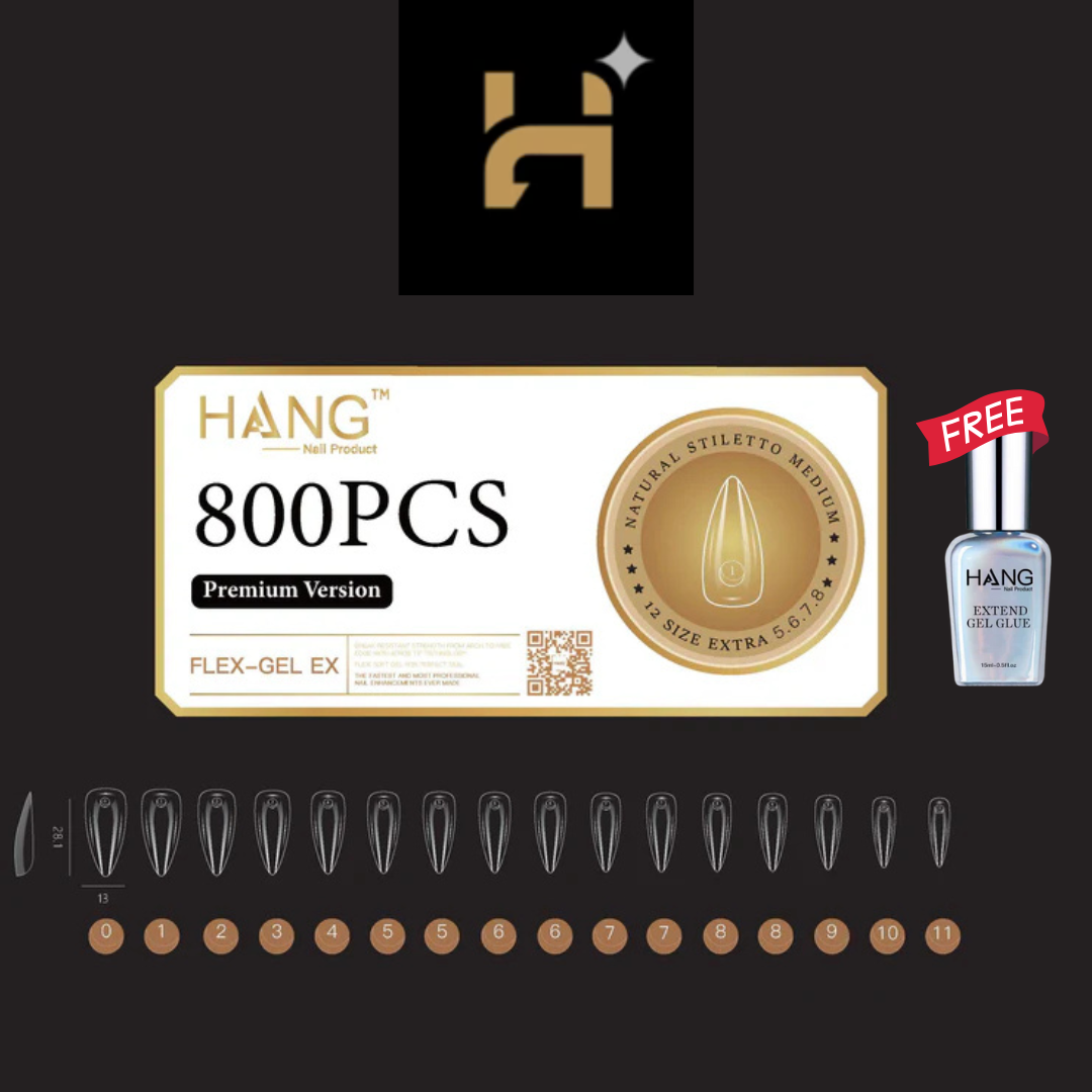 Hang Premium Flex-Gel X Natural Stiletto ( Sâ€“XL ) / Free 1 Hang Extend On Gel 0.5oz